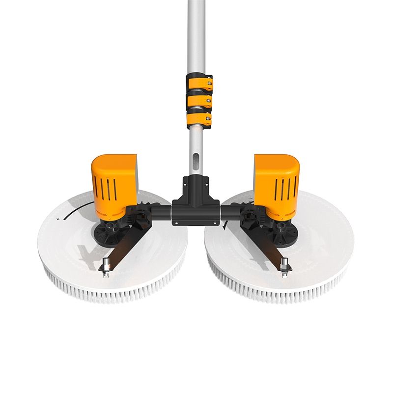 Professional solar panel cleaning water-fed pole system with dual brush heads for South African solar installations