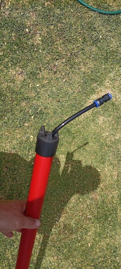 Telescopic extension pole with water-fed system for safe rooftop solar panel cleaning