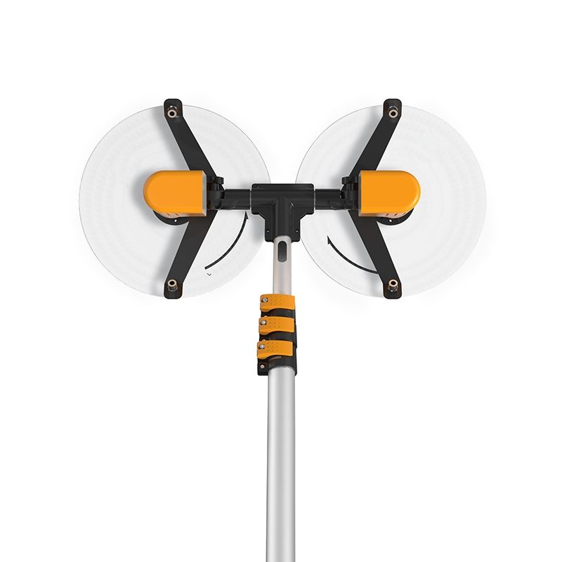 Top view of professional solar panel cleaning equipment showing dual brush configuration